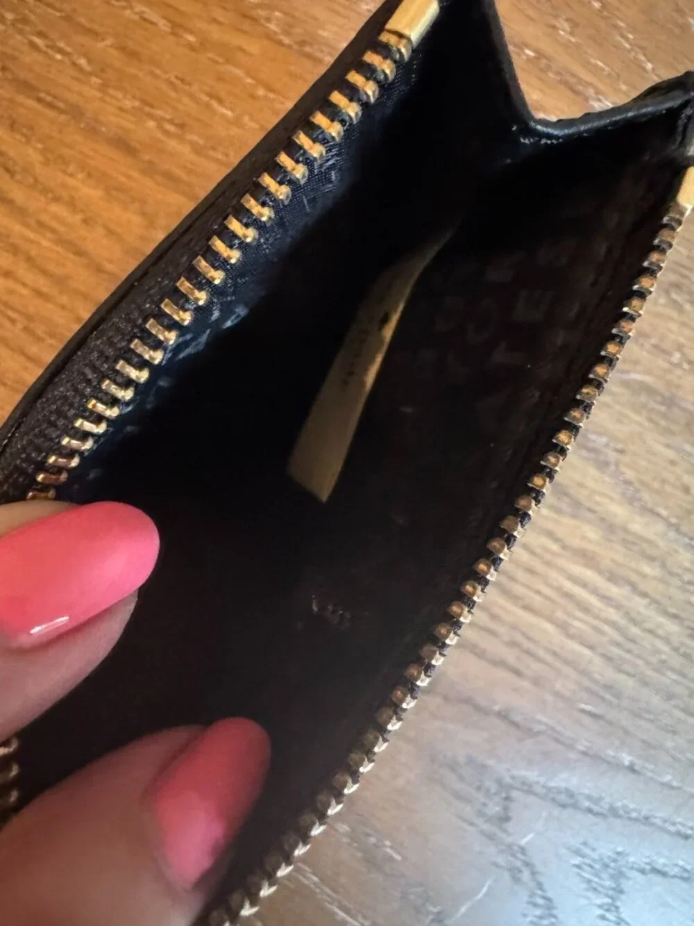 Kate Spade key wallet and card holder, black leather with gold rivets- Like New